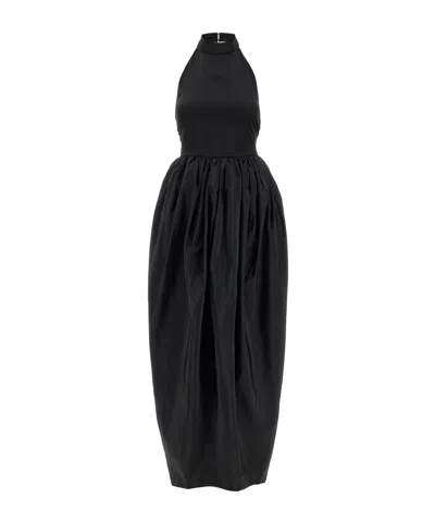 Rotate Birger Christensen Rotate Sleeveless Satin Taffeta Maxi Dress In Black