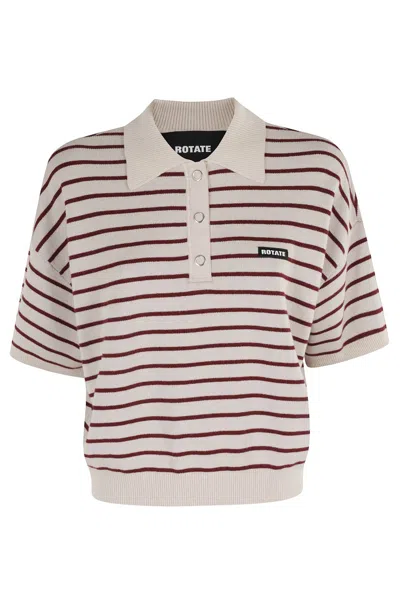 Rotate Birger Christensen Rotate Slinky Knit Polo Shirt In Neutral