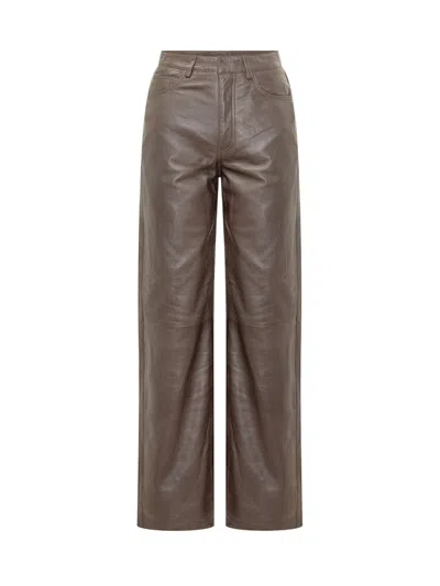 Rotate Birger Christensen Rotate Straight Leather Trousers In Mole'