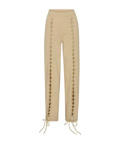 Rotate Birger Christensen Rotate Straight-leg Lace-up Detailed Pants In Brown