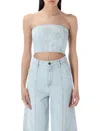 Rotate Birger Christensen Rotate Strapless Cropped Denim Top