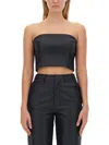 Rotate Birger Christensen Rotate Structured Strapless Crop Top In Black