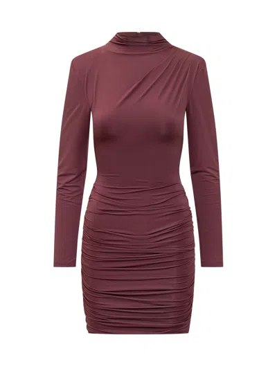 Rotate Birger Christensen Rotate Stylish Draped Mini Dress In Winetasting