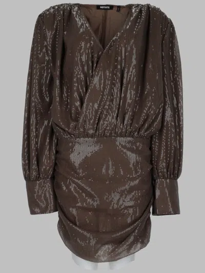 Rotate Birger Christensen Rotate Stylish Mini Suit With Artistic Accents In Brown