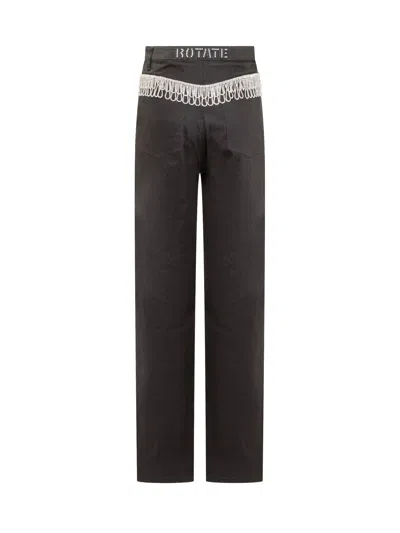 Rotate Birger Christensen Rotate Stylish Trousers With Strass Embellishments In Black