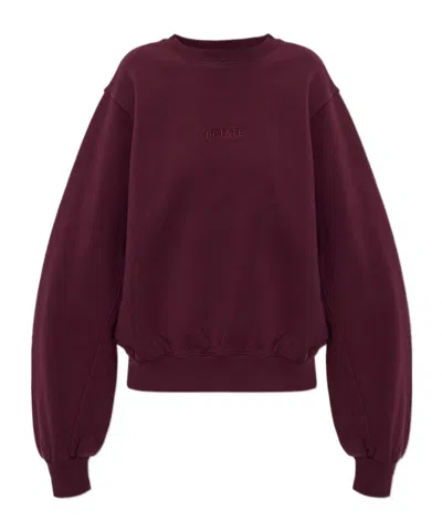 Rotate Birger Christensen Crewneck Embroidered Sweatshirt In Burgundy