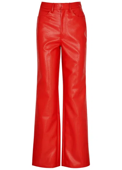 Rotate Birger Christensen Rotate Sunday Crocodile-effect Faux-leather Trousers In Red