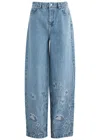 Rotate Birger Christensen Rotate Sunday Embellished Wide-leg Jeans In Denim