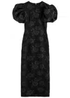 Rotate Birger Christensen Rotate 3d Jacquard Midi Dress Black Floral In Black