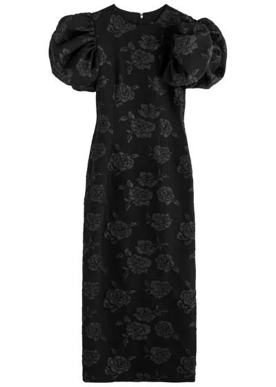 Rotate Birger Christensen Rotate 3d Jacquard Midi Dress Black Floral