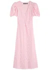 Rotate Birger Christensen Rotate Sunday Floral Lace Midi Dress In Light Pink