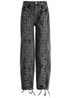 Rotate Birger Christensen Black Organic Cotton Wide Leg Pants With Lace In Black