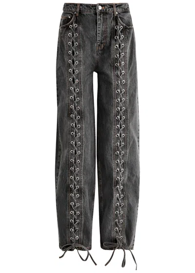 ROTATE BIRGER CHRISTENSEN ROTATE SUNDAY LACE-UP WIDE-LEG JEANS