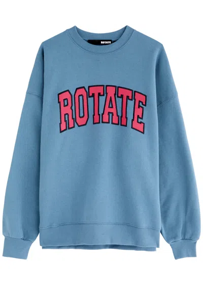 Rotate Birger Christensen Rotate Sunday Logo Cotton Sweatshirt In Blue