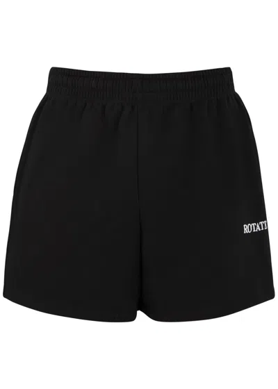 Rotate Birger Christensen Rotate Sunday Logo-embroidered Cotton Shorts In Black