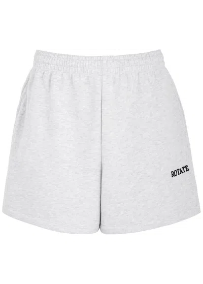 Rotate Birger Christensen Rotate Sunday Logo-embroidered Cotton Shorts In Light Grey