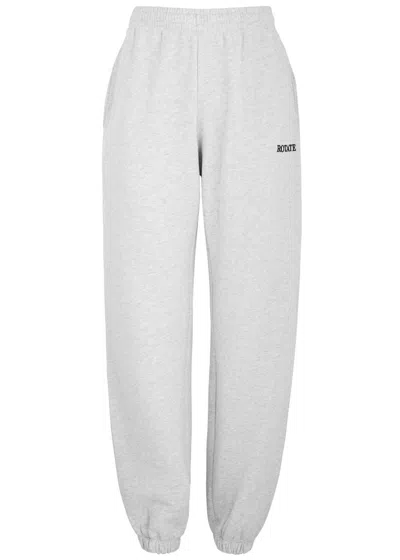 Rotate Birger Christensen Rotate Sunday Logo-embroidered Cotton Sweatpants In Light Grey