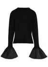 Rotate Birger Christensen Rotate Sunday Ribbed-knit Top In Black
