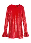 Rotate Birger Christensen Red Mini Backless Dress With All-over Sequins In Red