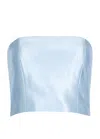 Rotate Birger Christensen Shiny Suiting Cropped Top In Light Blue