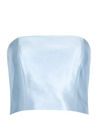 Rotate Birger Christensen Shiny Suiting Cropped Top In Blue