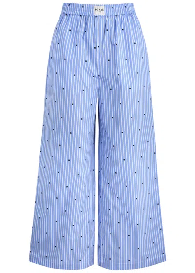 Rotate Birger Christensen Rotate Sunday Striped Logo Cotton Trousers In Blue