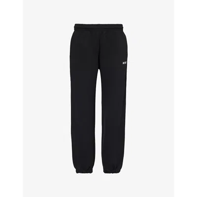 Rotate Birger Christensen Rotate Sunday Womens Black Tapered-leg Mid-rise Organic-cotton Jogging Bottoms