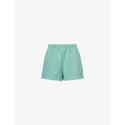 Rotate Birger Christensen Rotate Sunday Womens Granite Green Embroidered Organic Cotton-jersey Shorts