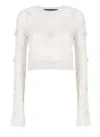 Rotate Birger Christensen Ladies Egret Light Knit Ls Sweater In White