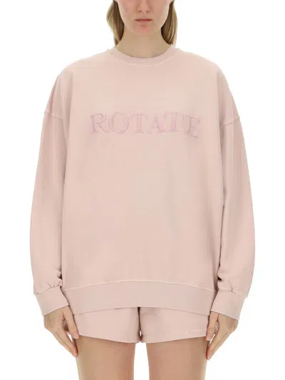Rotate Birger Christensen Rotate Sweatshirt With Logo In Pink