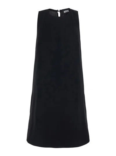 Rotate Birger Christensen Rotate Tech Fabric A-line Mini Dress With Sleeveless Back Closure In Black