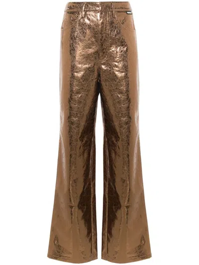 Rotate Birger Christensen High-waist Straight-leg Trousers In Brown
