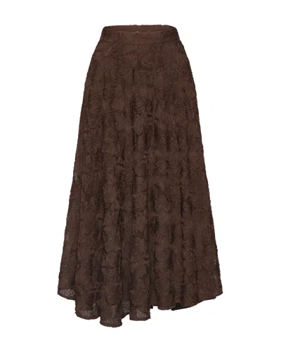 Rotate Birger Christensen Rotate Mini 3d Floral Skirt With Pockets In Brown