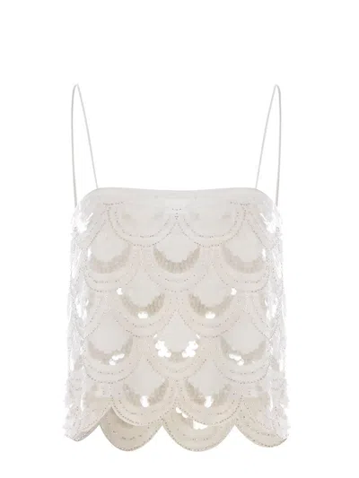 Rotate Birger Christensen Top Rotate Made With Sequins In Silver