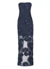 Rotate Birger Christensen Rotate Tulle Dress With All-over Rose Details In Blue