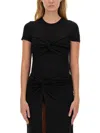 Rotate Birger Christensen Fitted Twisted T-shirt In Black