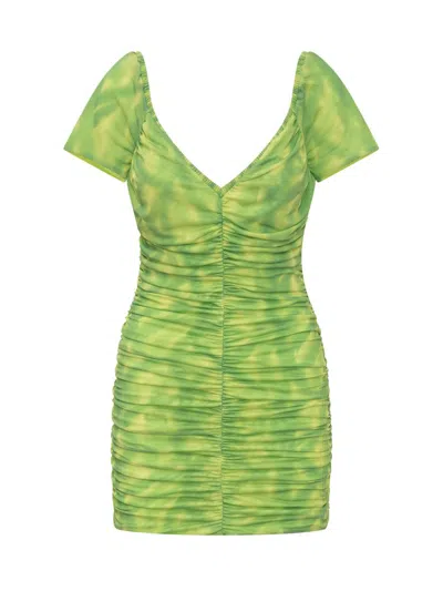 Rotate Birger Christensen Mesh Mini Ruffled Dress In Multi