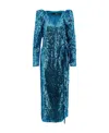 Rotate Birger Christensen Rotate V-neck Sequin Embellished Midi Dress In Blue