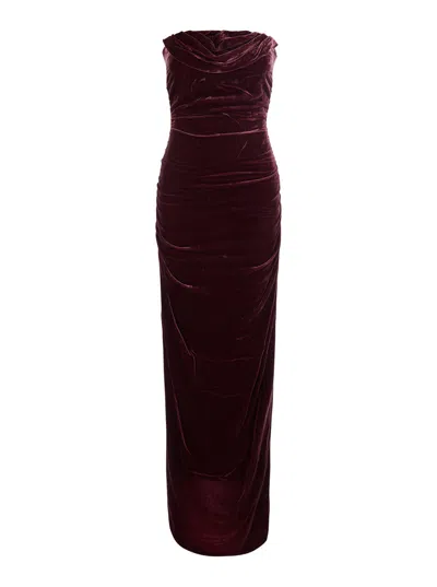 Rotate Birger Christensen Rotate Velvet Long Sleeveless Dress With Ruffle Detail And Hidden Back Zip In Animal Print