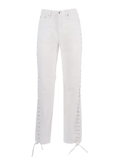 Rotate Birger Christensen Rotate Loose Fit Laced Jeans Raw White Denim (regular Fit)