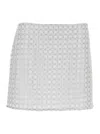 Rotate Birger Christensen Rotate White Beaded Midi Skirt In Tech Fabric Woman