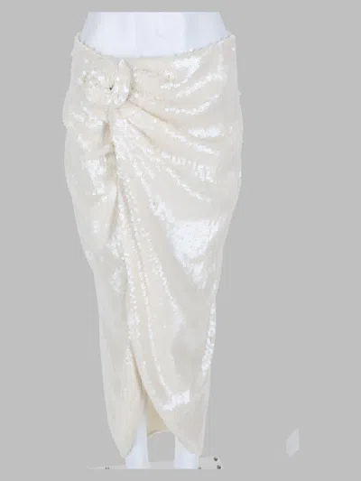 Rotate Birger Christensen Rotate White Mini Skirt With Beaded Sequin Detail In Neutral