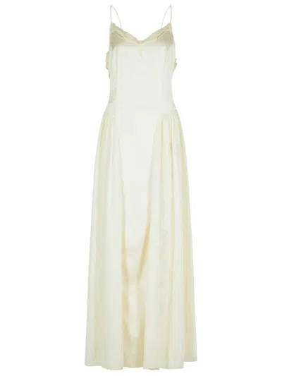 Rotate Birger Christensen Rotate White Polyester Evening Dress With Lace Accents