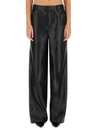 Rotate Birger Christensen Rotate Wide Leg Faux Leather Pants In Black