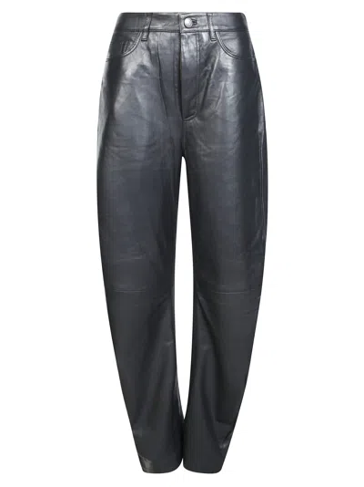 Rotate Birger Christensen Rotate Women's Barrel-leg Leather Pants In Black