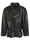 Rotate Birger Christensen Rotate Birgerchristensen Biker Jacket In Lamb Leather In Dark Brown In Brown