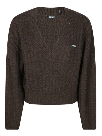 ROTATE BIRGER CHRISTENSEN ROTATE WOMEN'S CABLE V-NECK SWEATER