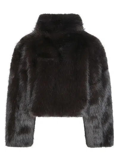Rotate Birger Christensen Rotate Women's Cropped Faux Fur Mini Jacket In Brown