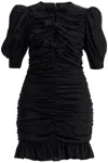 Rotate Birger Christensen Draped Satin Mini Dress In Black