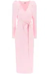 Rotate Birger Christensen Rotate Birgerchristensen Satin Wrap Midi Dress With A Crossover In Pink